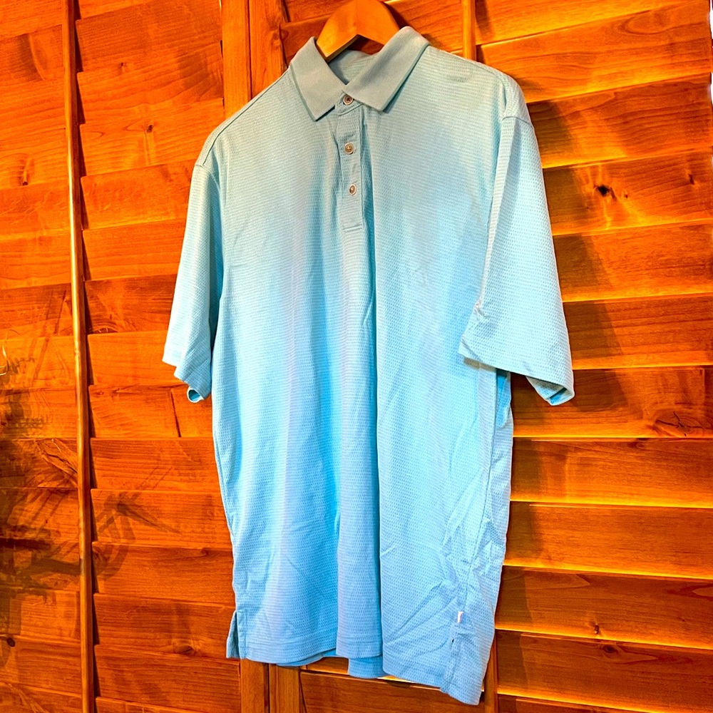 Men's Tommy Bahama Mint Blue Scratch Golf Polo Shirt Sz L